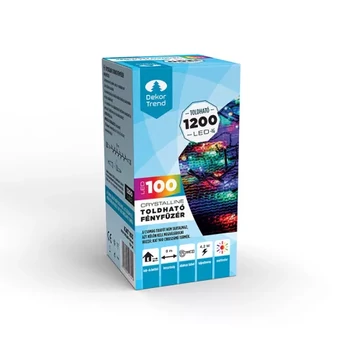 Dekortrend toldható LED fényfüzér 8 m 100 db multi LED - del átlátszó kábellel