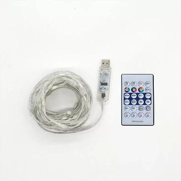 Dekortrend Okos fényfüzér, 100 LED, átlátszó kábel, USB csatlakozás