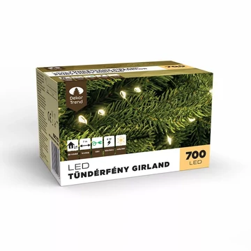 Dekortrend Tündérfény girland, zöld kábel, 700 led, meleg fehér