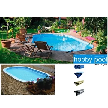 Hobby Pool Monaco ovális kék merevfalú medence 800 x 416 × 120 cm - belső fólia 0,6 mm