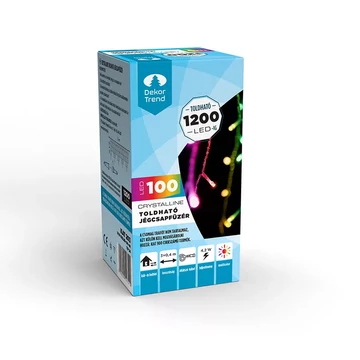 Dekortrend toldható LED jégcsapfüzér 3,0x0,4 m 100 db  MULTI LED-del, átlátszó kábellel