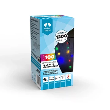 Dekortrend toldható LED jégcsapfüzér 3,0x0,4 m 100 db  MULTI LED-del, fekete kábellel