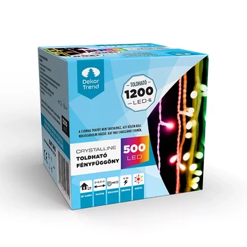 Dekortrend toldható LED fényfüggöny 2,0x2,5 m 500 db MULTI LED-del, átlátszó kábellel