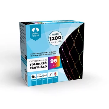 Dekortrend toldható LED fényháló 2,0x1,0 m 96 db MULTI LED-del, átlátszó kábellel