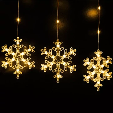 Dekortrend Crystalline toldható LED fényfüggőny hópehely 1,2x0,8 m 90 db MELEG FEHÉR LED, átlátszó k