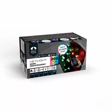 Dekortrend Heylight fényfüggöny, 0,9*2 m 200 RGB LED, fekete kábel, IP44, BT vezérlés