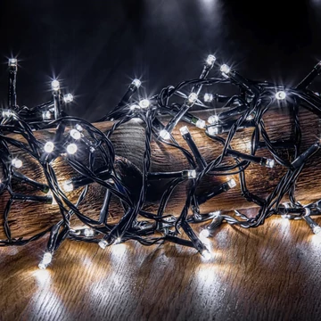 Crystalline toldható LED fényfüzér 8 m, 100 db hideg fehér LED, fekete kábel