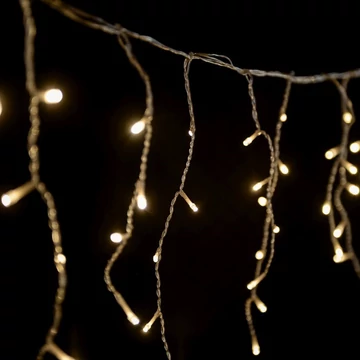 Crystalline toldható LED jégcsapfüzér 3x0,4 m, 100 db meleg fehér LED, átlátszó kábel