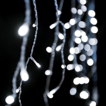 Crystalline toldható LED jégcsapfüzér3x0,4 m, 100 db hideg fehér LED, átlátszó kábel