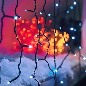 Crystalline toldható LED jégcsapfüzér 3x0,4 m, 100 db hideg fehér LED, fekete kábel