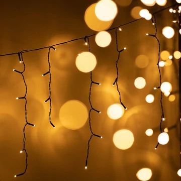 Crystalline toldható LED jégcsapfüzér 2x0,9 m, 138 db meleg fehér LED, fekete kábel