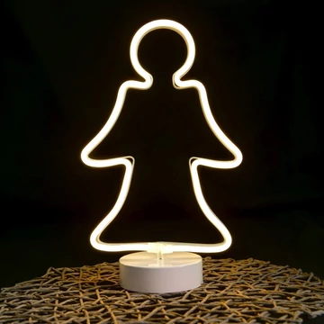 Neonfényű angyal ablakdísz 32 cm