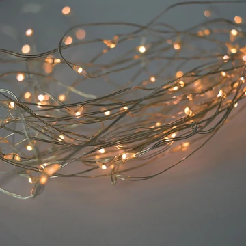 Tündérfény dekorfüzér 5 m, 50 db meleg fehér LED, réz kábel