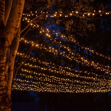 Kültéri toldható fényfüzér 10 m, 100 db meleg fehér LED