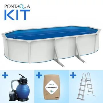 Pontaqua Family Pool KIT WHITE ovális fémfalas családi medence szett 6,1x 3,6 x 1,2 m