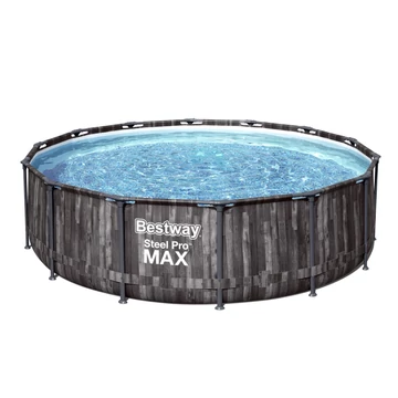 Bestway Naxos fémvázas medence szett 427x107 cm, fa hatású