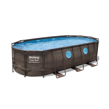 Bestway Sumatra ovális fémvázas medence szett 549x274x122 cm, rattan hatású