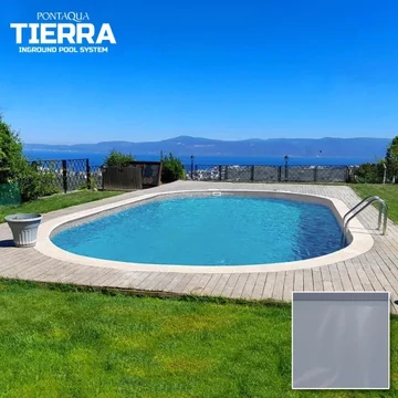 TIERRA CLOUD POOL süllyesztett ovális medence 5,0 x 3,0 x 1,5 m /Szürke fóliával
