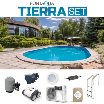 TIERRA BLUE POOL süllyesztett ovális medence szett 8,0 x 4,0 x 1,5 m