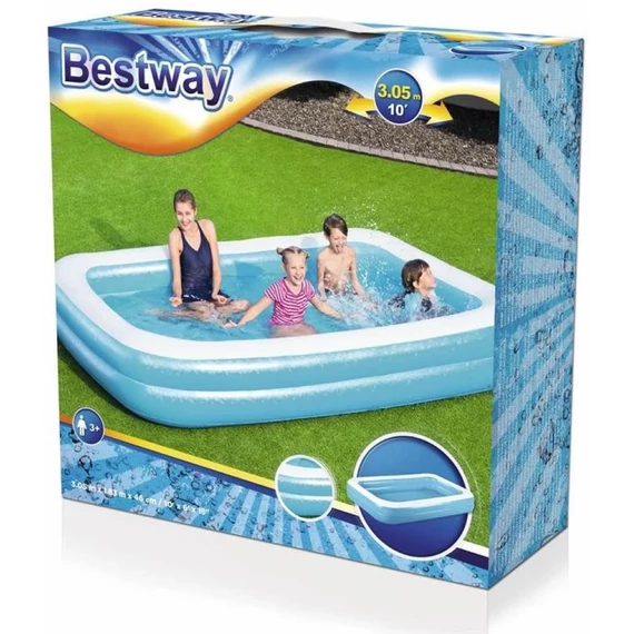 Bestway Family szögletes kék felfújható  medence 305 x 183 x 46 cm