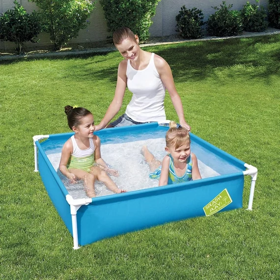 Bestway Első fémvázas gyerek medencém szögletes kék medence 122 x 122 x 30,5 cm