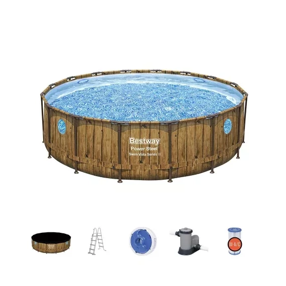 Bestway EVIA Vista rattan hatású fémvázas medence szett 488 x 122 cm