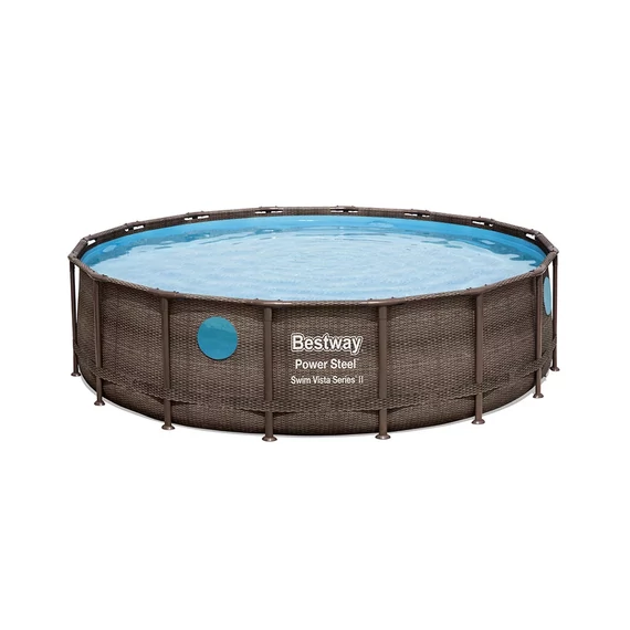 Bestway Bora Bora kör rattan hatású fémvázas medence szett 549 x 122 cm - ablakokkal