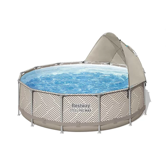 Bestway Entalula kör bézs csővázas medence szett 396 x 107 cm -  napernyővel