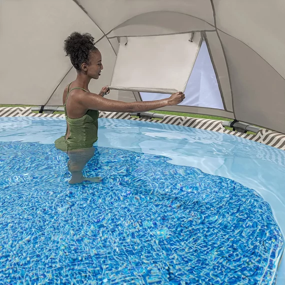 Bestway Entalula kör bézs csővázas medence szett 396 x 107 cm -  napernyővel