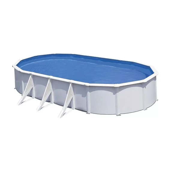 Gre Kit 7 ovális fehér fémfalas medence szett 7,3 x 3,75 x 1,2 m