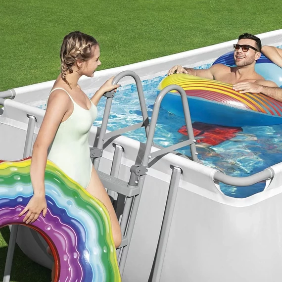 Bestway Tajvan szögletes antracit fémvázas medence szett 488 x 244 x 122 cm