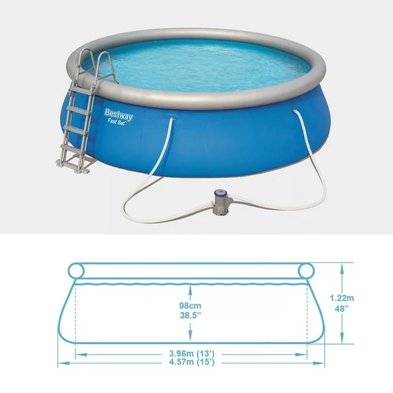 Bestway Palermo kör kék felfújható medence szett 457 x 122 cm