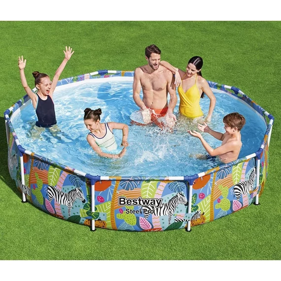 Bestway Tropical kör trópusi mintás csővázas medence 305 x 66 cm