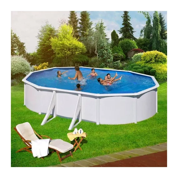 Pontaqua White 5 x 3 x 1,2 m merevfalú medence szkimmerrel és befúvóval