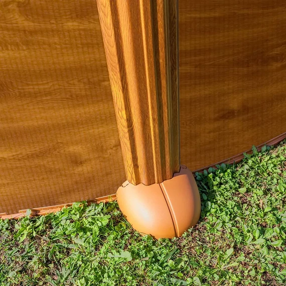 Gre Wood ovális fahatású merevfalú medence 7,3 x 3,75 x 1,20 m - fa nyomatú acélpalásttal, szkimmerrel, befúvóval