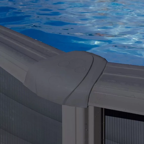 Gre Graphite ovális grafit színű  fémfalas medence  6,10 x 3,75 x 1,20 cm -  grafit színű palásttal, szkimmerrel, befúvóval