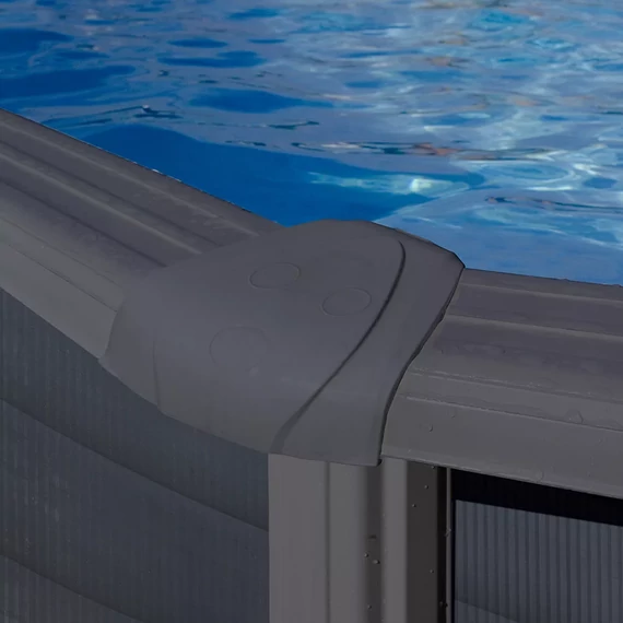 Gre Graphite ovális grafit színű acélfalú medence 7,3 x 3,75 x 1,20 m - grafit színű palásttal, szkimmerrel, befúvóval