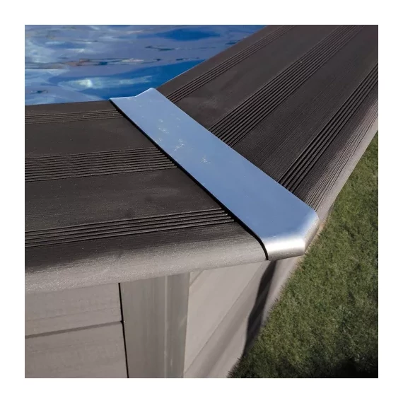 Gre  wpc ovális antracit fahatású merevfalú medence szett 6,64 x 3,86 x 1,24 m