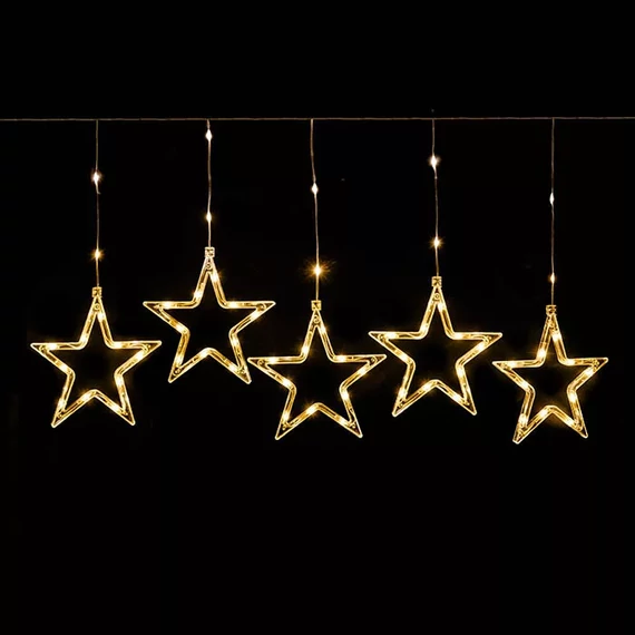 Crystalline toldható LED CSILLAG fényfüggöny, 120 x 80 cm, 120 db MELEG FEHÉR LED, átlátszó kábel