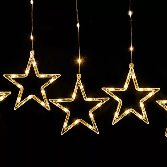 Crystalline toldható LED CSILLAG fényfüggöny, 120 x 80 cm, 120 db MELEG FEHÉR LED, átlátszó kábel