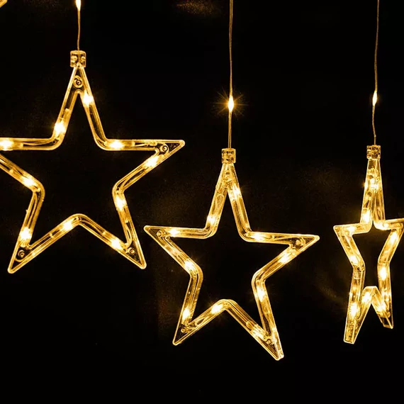 Crystalline toldható LED CSILLAG fényfüggöny, 120 x 80 cm, 120 db MELEG FEHÉR LED, átlátszó kábel