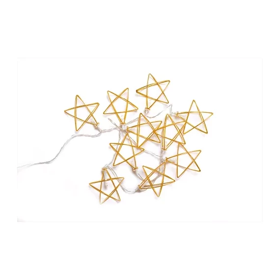 Dekortrend Fém csillag motívumos dekorfüzér, 10 led, elemes