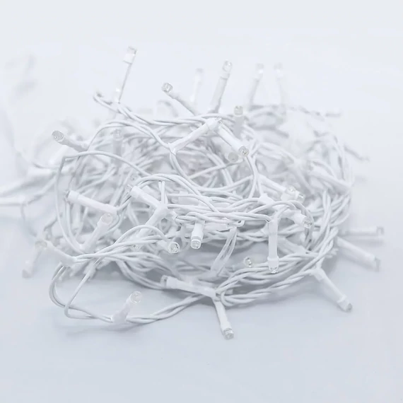 Dekortrend Kültéri vezérlős FEHÉR KÁBELES LED Fényfüzér 120 db /  6 m PIROS LED-del