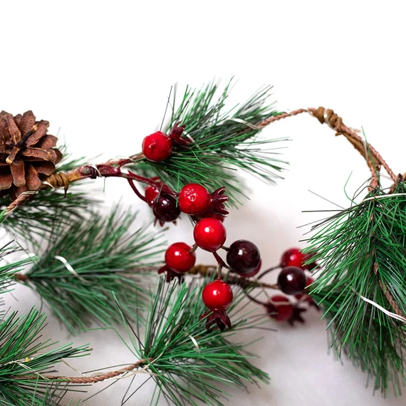 Karácsonyi girland LED világítással, 46 led, meleg fehér, 8 funkció