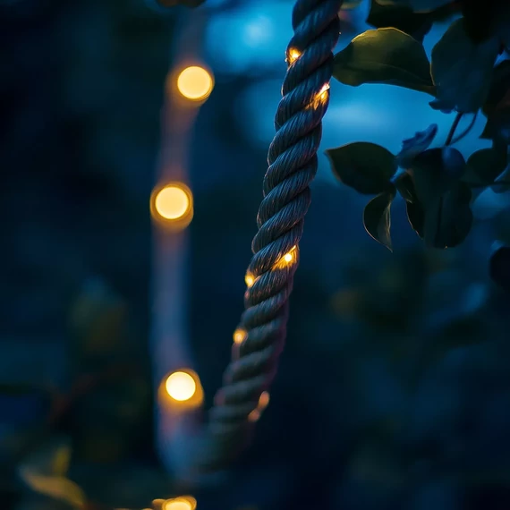 Dekortrend Napelemes LED kötél fényfüzér, 100 led, meleg fehér, 8m Cikkszám:  KNY_101