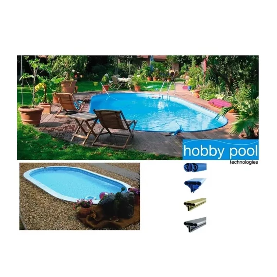 Hobby Pool Monaco ovális kék merevfalú medence 800 x 416 × 120 cm - belső fólia 0,6 mm