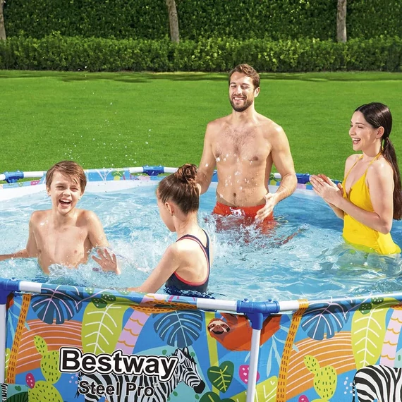 Bestway Tropical kör trópusi mintás csővázas medence 305 x 66 cm