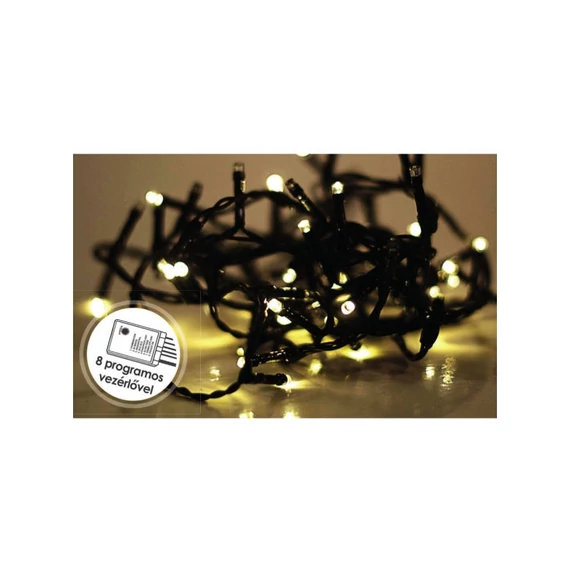 Dekortrend Kültéri vezérlős LED Fényfüzér 176 db / 9 m MELEG FEHÉR LED-del BONTOTT BEMUTATÓDARAB!!