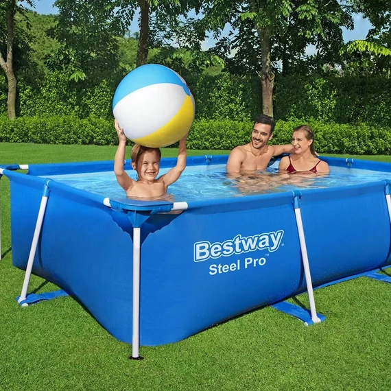 Bestway Andaman szögletes kék fémvázas medence 259 x 170 x 61 cm