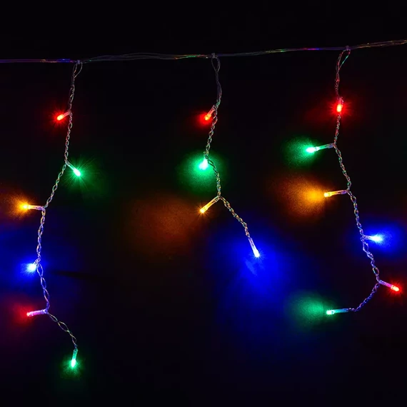 Dekortrend toldható LED jégcsapfüzér 3,0x0,4 m 100 db  MULTI LED-del, fekete kábellel